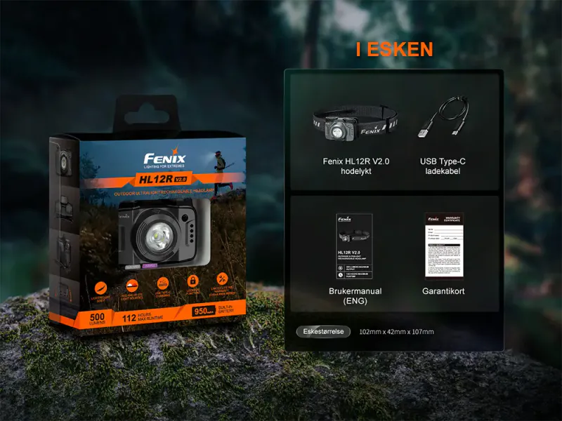 Fenix HL12R V2.0 hodelykt grå 500LM